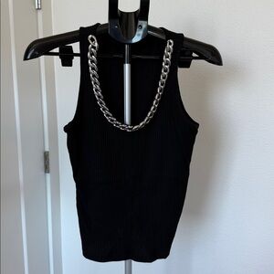 H&M Black Tank Top with Silver Chain Detail
